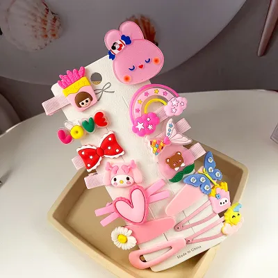 Kids Girls Sweet Cartoon Flower Fruit Bow Hairpin Duckbill Clip