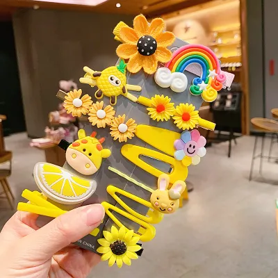 Kids Girls Sweet Cartoon Flower Fruit Bow Hairpin Duckbill Clip