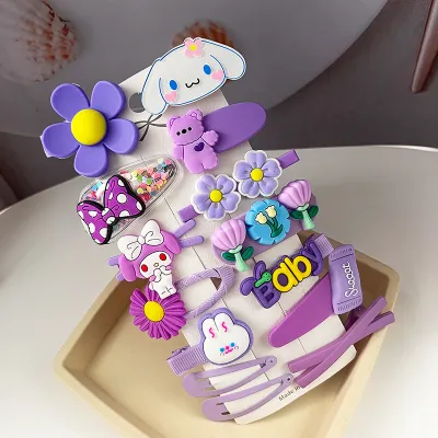 Kids Girls Sweet Cartoon Flower Fruit Bow Hairpin Duckbill Clip