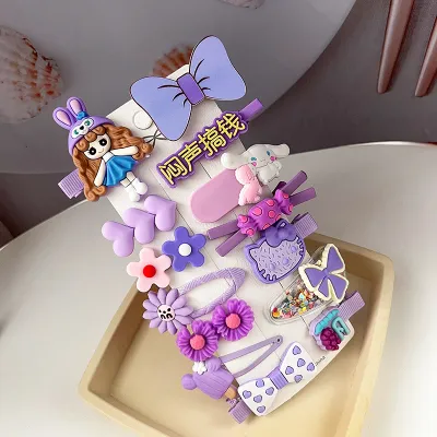 Kids Girls Sweet Cartoon Flower Fruit Bow Hairpin Duckbill Clip