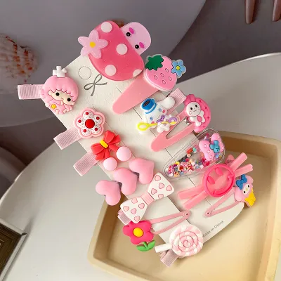 Kids Girls Sweet Cartoon Flower Fruit Bow Hairpin Duckbill Clip