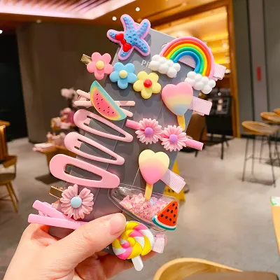 Kids Girls Sweet Cartoon Flower Fruit Bow Hairpin Duckbill Clip