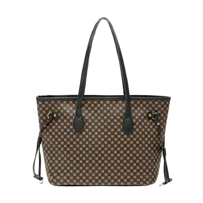 Women Large-Capacity PU Shoulder Tote Bag Fresh Sweet Style Zipper Closure Horizontal Square