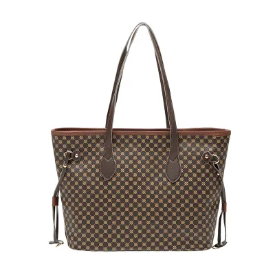 Women Large-Capacity PU Shoulder Tote Bag Fresh Sweet Style Zipper Closure Horizontal Square