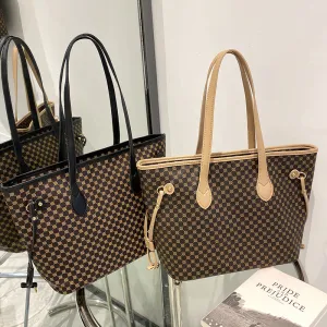 Women Large-Capacity PU Shoulder Tote Bag Fresh Sweet Style Zipper Closure Horizontal Square