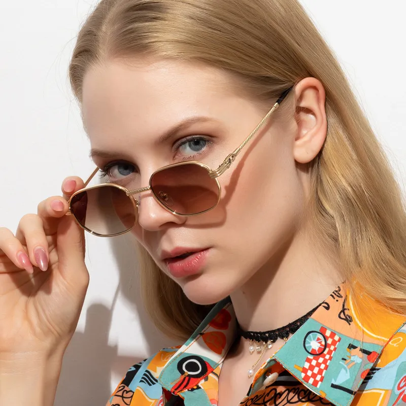 Vintage Small Frame Square Metal Sunglasses