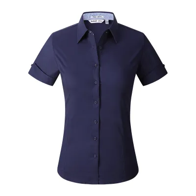 Women Lapel Short-Sleeved Summer Comfortable Breathable Dress Shirt Custom