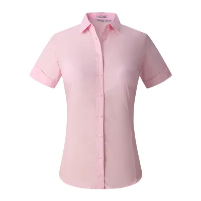 Women Lapel Short-Sleeved Summer Comfortable Breathable Dress Shirt Custom