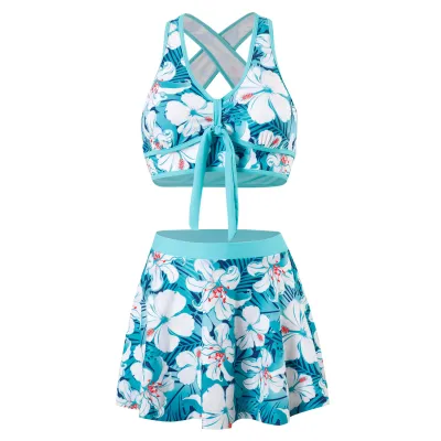Women Fashion Print Tankini Swimwear Set