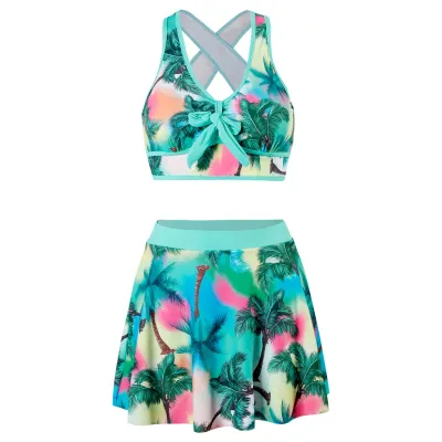 Women Fashion Print Tankini Swimwear Set