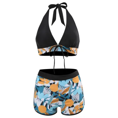 Women Fashion Print Tankini Swimsuit Two-Piece Set