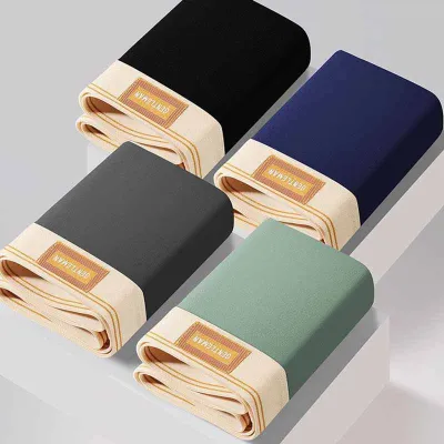 Men Casual Basic Plus Size Cotton Mid Waist Boxer Pants Solid Color