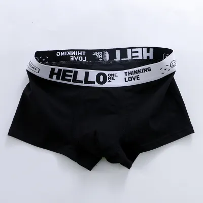 Men Casual Basic Letter Print Plus Size Mid Waist Cotton Boxer Pants