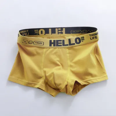 Men Casual Basic Letter Print Plus Size Mid Waist Cotton Boxer Pants