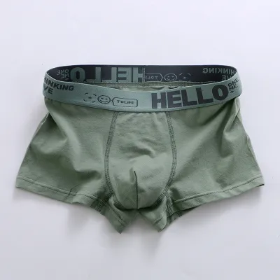 Men Casual Basic Letter Print Plus Size Mid Waist Cotton Boxer Pants