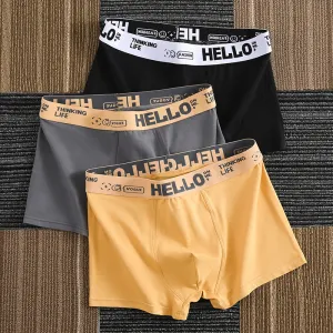 Men Casual Basic Letter Print Plus Size Mid Waist Cotton Boxer Pants