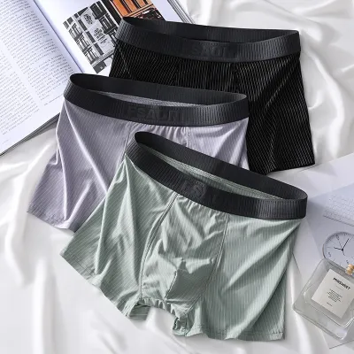 Wholesale Men Summer Casual Simple Letter Print Ice Silk Low-Waist Briefs Underwear
