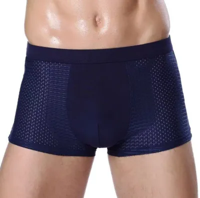 Men Basic Solid Color Ice Silk Plus Size Mesh Mid Waist Boxer Pants