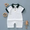 White Lapel Polo Short Sleeve Jumpsuit