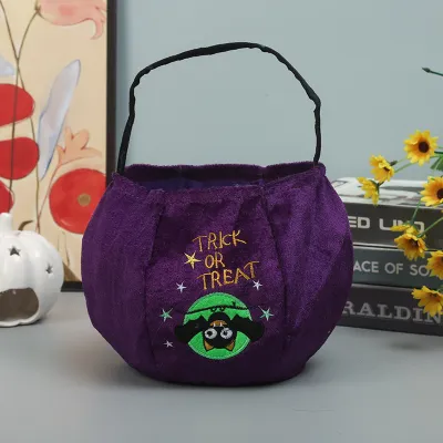 Halloween Ghost Party Holiday Dress Up Decorative Candy Bag Gold Velvet