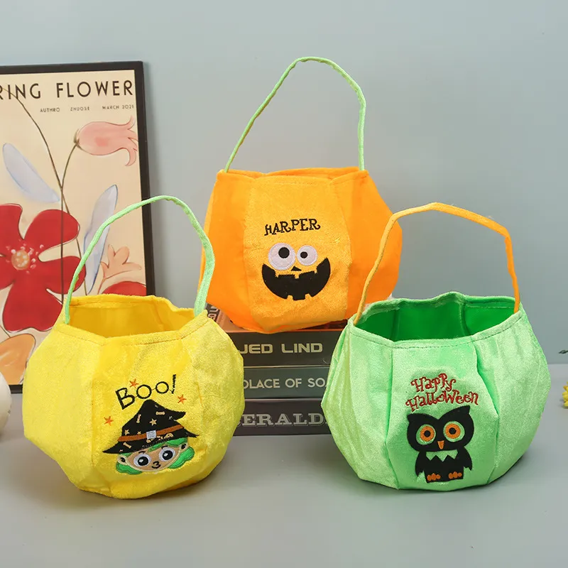 Halloween Ghost Party Holiday Dress Up Decorative Candy Bag Gold Velvet