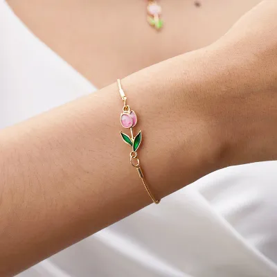 Women Fashion Creative Tulip Floral Necklace Bracelet Anklet Set