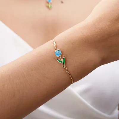 Women Fashion Creative Tulip Floral Necklace Bracelet Anklet Set