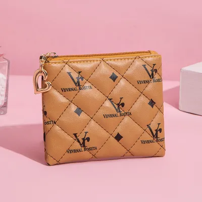 Women Fashion Rhombic Letters Square Zipper PU Purse