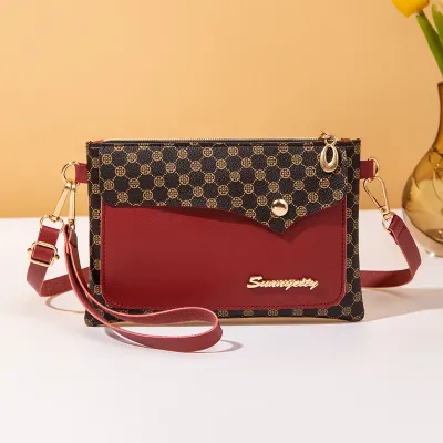 Women Simple Print Multi-Function Zipper Small Square Bag Fresh Sweet Purses