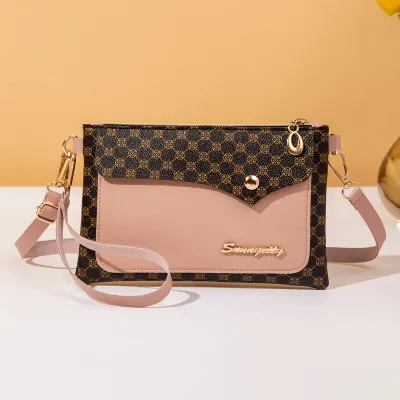 Women Simple Print Multi-Function Zipper Small Square Bag Fresh Sweet Purses