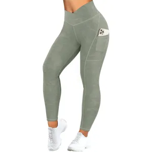 Women's High Waist Sports Leggings - Polyester Spandex Blend, Solid Color