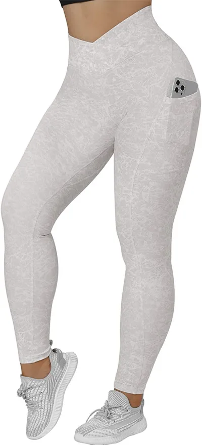 Women's High Waist Sports Leggings - Polyester Spandex Blend, Solid Color