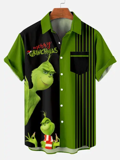 Men Fashion Evil Eye Printed Short Sleeve Shirt Top Loose Fit Lapel