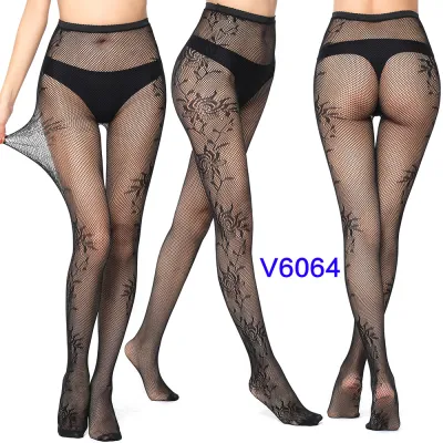 Women Fashion Sexy Jacquard Fishnet Bow Rhomboid Silk Stockings