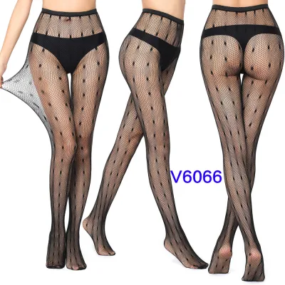 Women Fashion Sexy Jacquard Fishnet Bow Rhomboid Silk Stockings