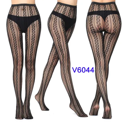 Women Fashion Sexy Jacquard Fishnet Bow Rhomboid Silk Stockings