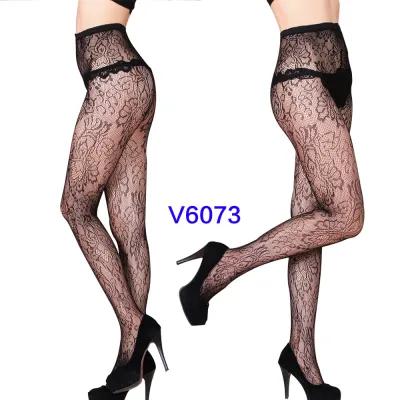 Women Fashion Sexy Jacquard Fishnet Bow Rhomboid Silk Stockings