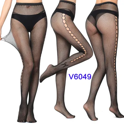 Women Fashion Sexy Jacquard Fishnet Bow Rhomboid Silk Stockings