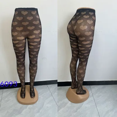 Women Fashion Sexy Heart-Shaped Rhombic Hollow Fishing Net Pantyhose