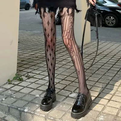 Women Fashion Sexy Heart-Shaped Rhombic Hollow Fishing Net Pantyhose