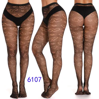 Women Fashion Sexy Heart-Shaped Rhombic Hollow Fishing Net Pantyhose