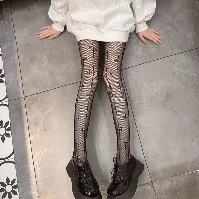Women Fashion Sexy Heart-Shaped Rhombic Hollow Fishing Net Pantyhose