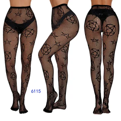 Women Fashion Sexy Heart-Shaped Rhombic Hollow Fishing Net Pantyhose