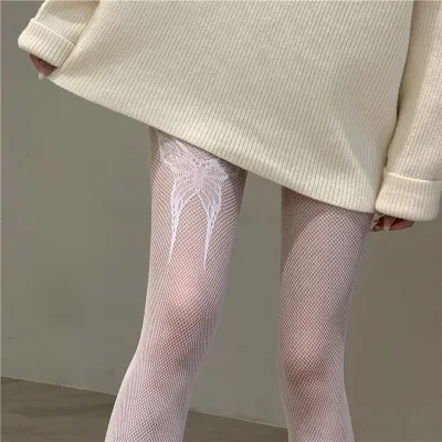 Women Fashion Sexy Heart-Shaped Rhombic Hollow Fishing Net Pantyhose