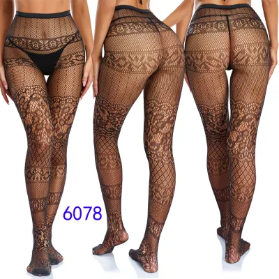 Women Fashion Sexy Heart-Shaped Rhombic Hollow Fishing Net Pantyhose
