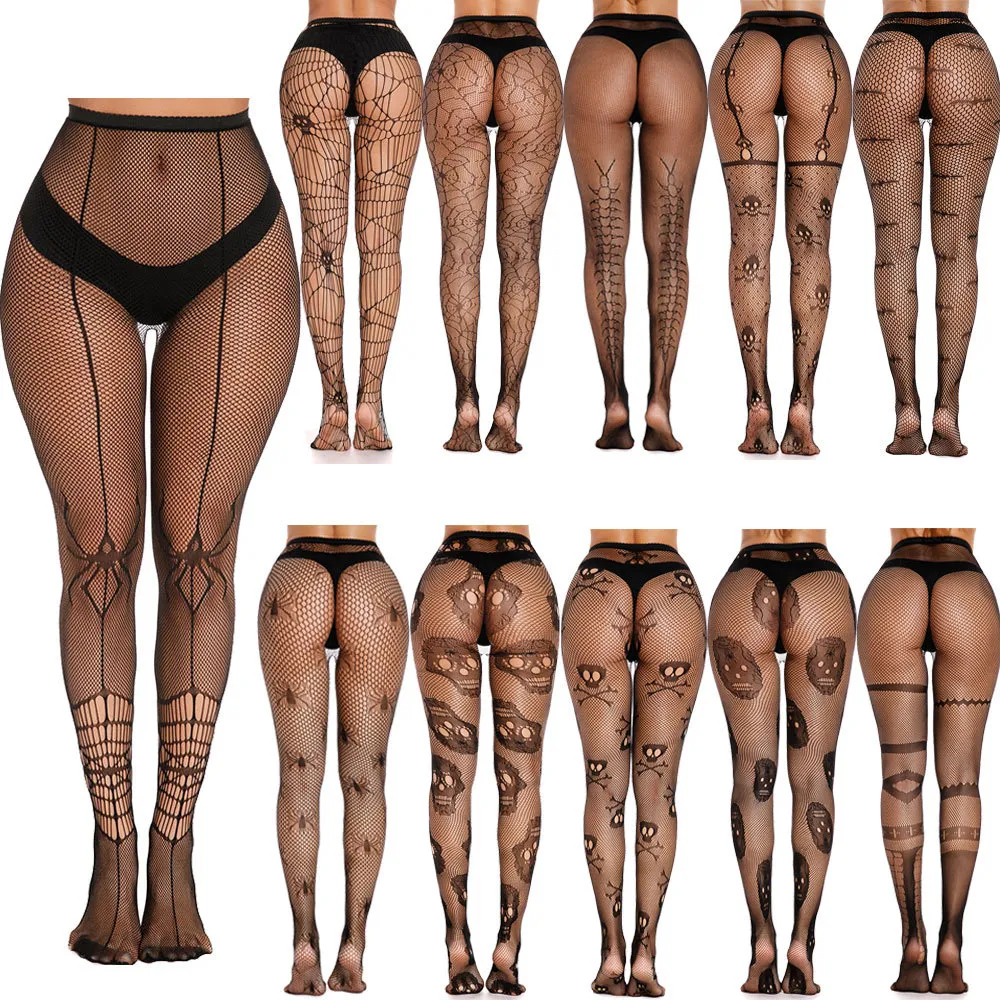 Women Fashion Sexy Heart-Shaped Rhombic Hollow Fishing Net Pantyhose