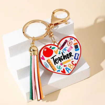 Women Cartoon Creative Rainbow Tassel Keychain Pendant