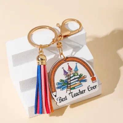 Women Cartoon Creative Rainbow Tassel Keychain Pendant