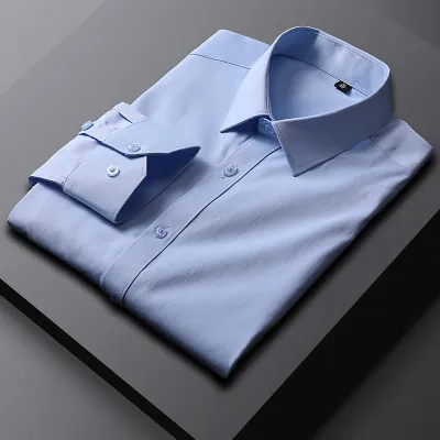 Spring Autumn Long Sleeve Business Solid Color Men Dress Shirt Custom