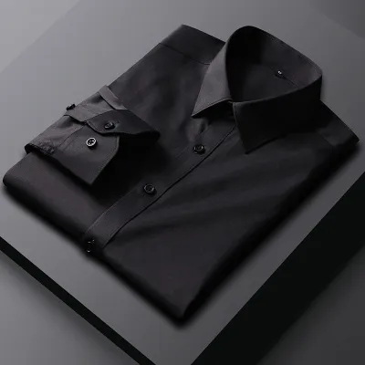 Spring Autumn Long Sleeve Business Solid Color Men Dress Shirt Custom